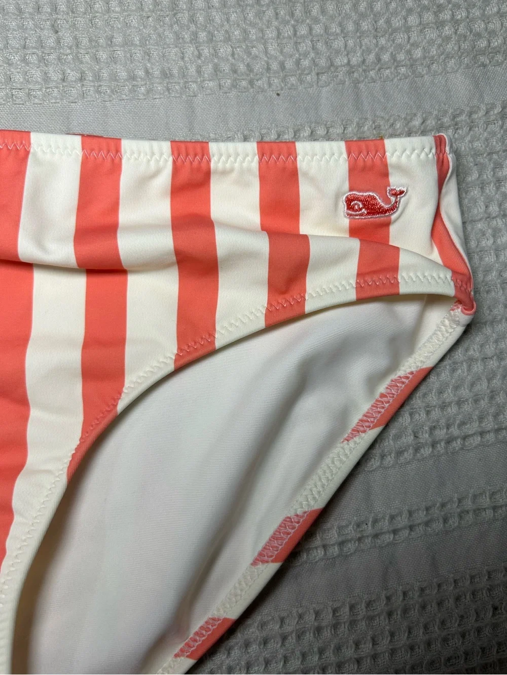 Vineyard Vines Girls Coral & White Stripe Knot Bikini 2 Piece Set NWT
